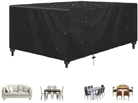 Abdeckung Gartenmöbel Winterfest 260x130x70cm Abdeckung Für Gartenmöbel Gartenmöbel Abdeckung Wasserdicht Black Schwerlast 600d Rechteckige Schutzhülle Terrassenmöbel Abdeckung Gartentisch