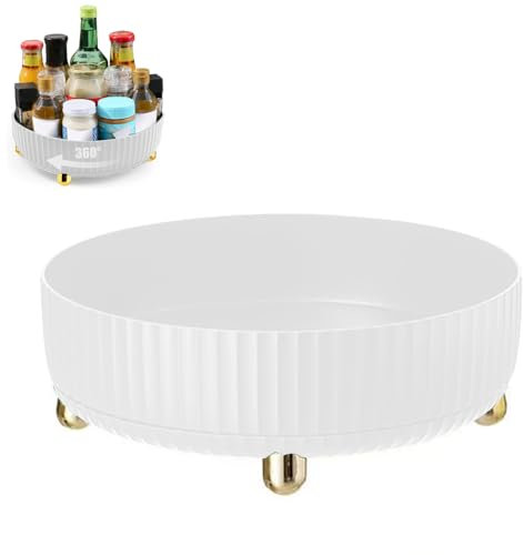 Drehscheibe Spice Rack Organizer, Make up Organizer, 360° drehbares Schminktisch Organizer, Multifunktionales Drehteller Organizer für Kommode Küche Schlafzimmer Badezimmer(Weiß)