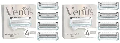 Gillette Venus Razor Blades Women, Pack of 8 Razor Blade Refills with Precision Trimmer, Designed for Pubic Hair & Skin
