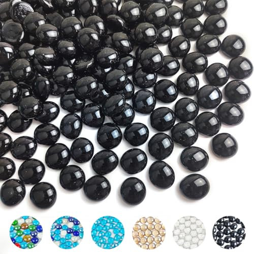 YISZM Lot de 500 perles de verre plates noires pour vases, 2,3 kg, pierres précieuses pour aquarium, plusieurs choix de couleurs, pierres décoratives d'intérieur