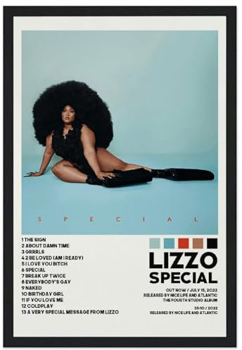 Lizzo-Poster, spezielles Poster, Lizzo, speziell, Trackliste, Album-Poster, dekorative Malerei, Leinwand, Wandposter für Raumdekoration, ästhetische Sportlandschaft, Büro, Raumdekoration, Geschenk, 20