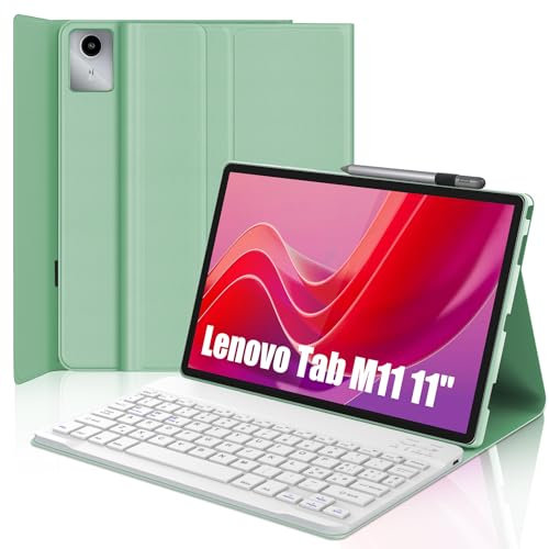 WINCHKING Tastiera Tab M11, Custodia con Tastiera per Tab M11 2024 11, Cover Tastiera Bluetooth Magnetica Staccabile con Layout QWERTY Italiano per M11 Tab 11, Verde Chiaro