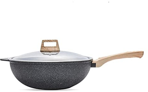 FEIGUO Padella antiaderente in pietra medica 32 cm Wok in lega di alluminio Pentola grande Utensili da cucina Forniture per la cucina domestica Pentola da cucina