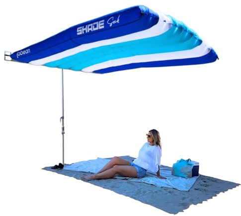 ShadeSock™ – The Ultimate Wind-Inflating Beach Shade – Silent, Non-Flapping Design, 8x10ft Auto-Directing Canopy – Light-Weight and Portable – Easy 2 Minute Set-Up