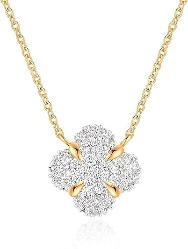 Jenosy 14K Vergoldet Ketten Damen Vierblättriges Kleeblatt Ketten mit Cubic Zirconia Anhänger Halskette Hypoallergene Modeschmuck für Frauen