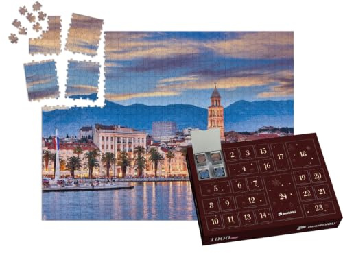 puzzleYOU: Puzzle-Adventskalender | „Split bei Nacht, Kroatien“ – aus der Puzzle-Kollektion Kroatien, Mittelmeer