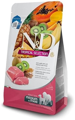 Farmina, N&D Tropical Selection, Trockenfutter Schwein & Tropische Früchte, Hund Adult Medium/Maxi, 10 kg