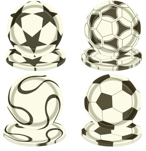 40 piatti per feste a tema calcio, inclusi piatti da dessert usa e getta da 22,9 cm, per bambini, a tema calcio, eventi sportivi, decorazioni per feste di compleanno