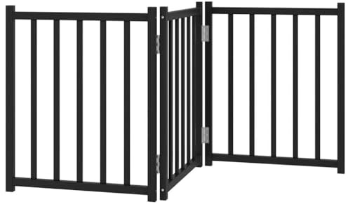 vidaXL 3-TLG. Hundetor Faltbar Schwarz 150 cm Massivholz Tanne