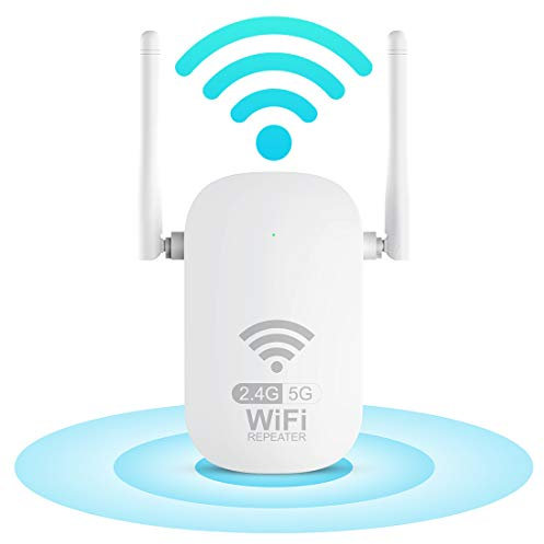 WLAN Verstärker WLAN Repeater 1200Mbit/s, Dualband 5GHz & 2.4GHz WLAN - Verstärker mit LAN Port, Internet Verstärker Kompatibel Allen WLAN Geräten, E-G-BJ5