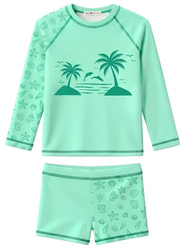 weVSwe Maillot de Bain Fille à Manches Longues pour Filles Séchage Rapide 2 Pièces Anti UV UPF 50+ Maillot Natation Fille de 10 Ans