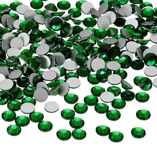 PATIKIL 400Pcs SS30 Round Flatback Crystal 6.3-6.5mm Glass Rhinestones Gems Diamonds for DIY Crafts Clothes Shoes Nail Art Decoration, Dark Green