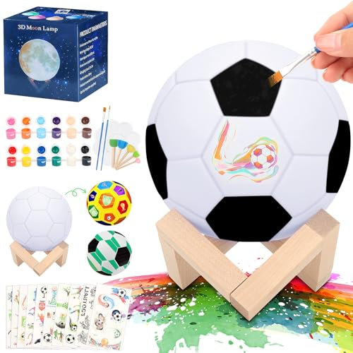 OWill Paint Your Own Football kit, DIY World Cup 3D Night Light Painting Lamp Kit with Stickers for Birthday Children's Day Football Gifts for 5 6 7 8 9 10 Year Old Boys