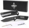 Scandinoff STEELETON Klappmesser | Taschenmesser | 95mm Klinge | aus TITAN und SANDVIK STAHL | Einhandmesser | Outdoor, Jagd, Selbstverteidigung | Hochwertiges Militärmesser | Ergonomischem Griff|Dark