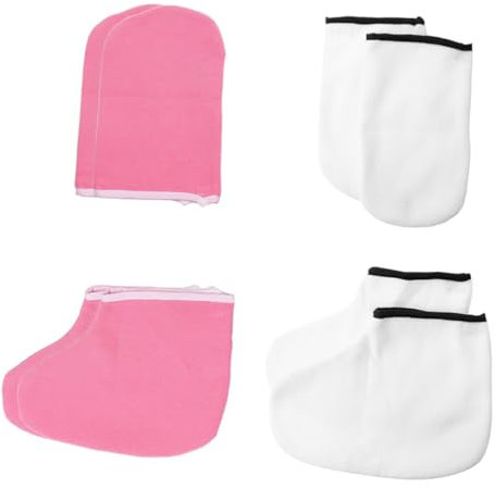 VINTORKY 4 Paar Fuß Hand Pflege Spa Handschuhe Paraffin Wachs Bad Fuß Abdeckungen Nail Art Werkzeuge