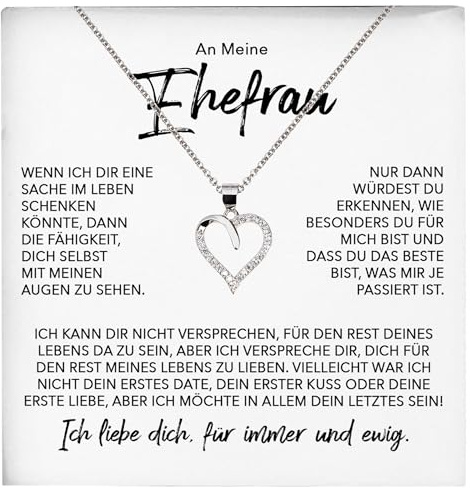 22Feels Ehefrau Geschenk Ich Liebe Dich Schmuck Silber 925/000 Frauen Herz Halskette Valentinstag Schatz Hochzeitstag Damen Collier Ehejubiläum