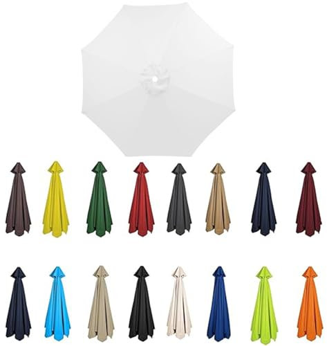 2m-3.5m Replacement Parasol Canopy, Umbrella Replacement Fabric, UPF 50+ Garden Parasol Replacement Canopy, Outdoor Replacement Fabric, 6/8 Rib for Garden Umbrella (Blanco,8ribs:3.5m/11.5ft)