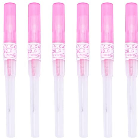 AceFun Pink Piercing Nadeln,6 Stück gemischt IV Katheter Piercing Nadel 20G(0.8mm) Nadeln Ohr Nase piercing needle mit kanüle hohle Nadeln für Lippe Zunge Bauch Knorpel Piercing Set