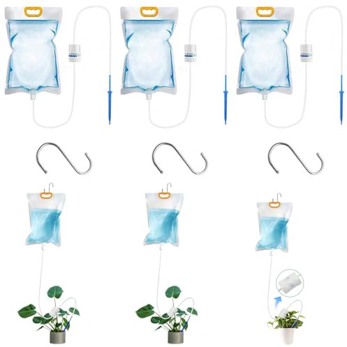 Sac D'arrosage Automatique,Dispositifs D'Arrosage Des Plantes,De Plein Air Arrosage Automatique Interieur,Arrosage Plante Vacances 3,5 L, Avec Interrupteur De Commande RéGlable (3PCS)