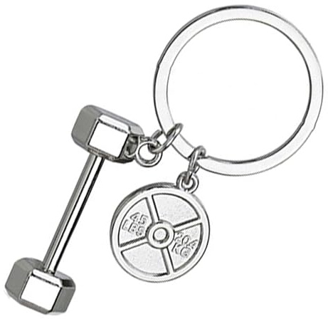 HandpoliertFitness-Gymnastik-Schlüsselanhänger, Fitness-Gymnastik-Anhänger - Hantelanhänger Aus Zinklegierung Mit Hantelscheibe Kettlebell - Fitness-Trainer-Schlüsselanhänger, Einzigartiges
