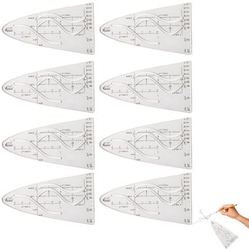 8 Stück Parabelschablone Mathe,Kurvenschablone,Parabel Lineal,Parabel Zeichenschablone, Geometrie Kurvenschablone Lineal,Trigonometrie Lineal Für Schüler Und Lehrer Für Studenten Büro Designer Malerei