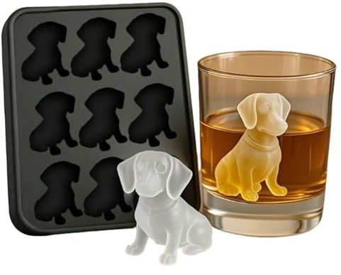 Hunde-Eisform, Silikon-Eiswürfelform mit 9 Mulden, lustige 3D-Eismaschine in Hundeform, Getränkedekoration für Hundeliebhaber