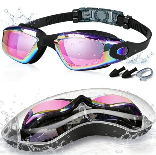 wiipara Schwimmbrille Unisex für Erwachsene, Profi Taucherbrillen | UV-Schutz, Antibeschlag, Anti-Leck, Klare Sicht, Schwimmbrille für Herren & Damen, Swimming Goggles mit weichen Nasenstegen