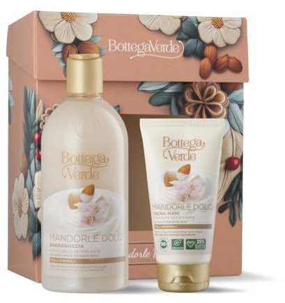 Bottega Verde - Cofanetto Regalo Mandorle Dolci, con Bagnodoccia 400 ml e Crema Mani 75 ml, Addolcenti e Setificanti, Idea Regalo