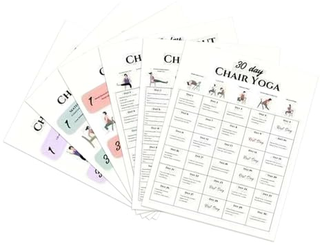 Übungstabelle Im Sitzen – 30-Tage-Poster Für Stuhl-Yoga Und Fitness, Leitfaden Für Sitzübungen Für Senioren, Büro Unds Zuhause, Yoga-Stretchplan, Übungstabelle Für Physiotherapie Und Rehabilitation