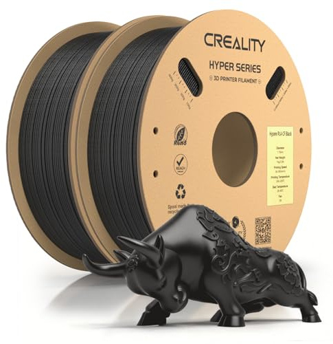 Creality Offizielles Kohlefaser-Hyper PLA-Filament, schwarz, 2 kg, 3D-Drucker-Filament für Hochgeschwindigkeitsdruck, langlebig und widerstandsfähig, glatt, Überhangleistung, Maßgenauigkeit +/- 0,03