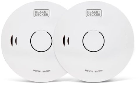 BLACK+DECKER - Smoke Alarm, 2-Pack | 10 Year Lithium Battery Smoke Alarm with Battery Included. Easy-Install Optical Fire Detector with Test/Silence Button, White