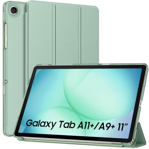 MoKo Slim Case for Samsung Galaxy Tab A11+ Plus/ A9+ Plus 11 Inch | Smart Stand Hard PC Translucent Back Shell Cover for Galaxy Tab A11+/A9+ Tablet, Auto Sleep/Wake, Agave Green