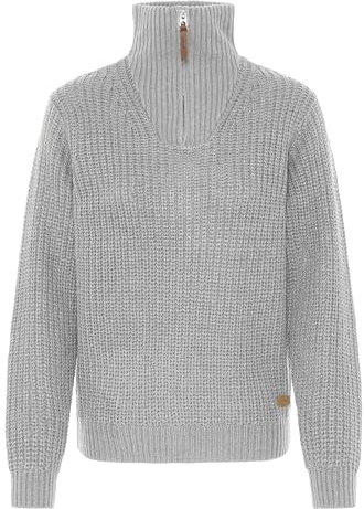 OXMO OXEdna Damen Strickpullover Troyer Grobstrick Pullover