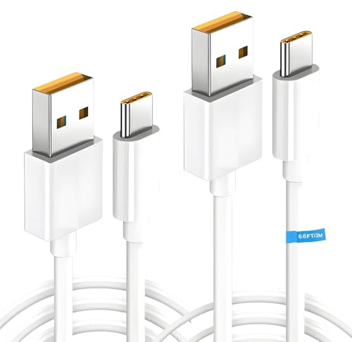Cable USB C [2Pcs,2M], 65W 6.5A Cable SUPERVOOC para One Plus 12 11 Nord | Cable de carga rápida 65W para OPPO Find X5/X3/2 Neo/Pro/Reno 8/7/6/5/4 Pro,realme GT NEO 2 Pro/3T/3