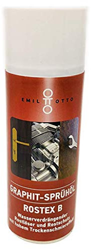 GRAPHIT-SPRÜHÖL/Graphit Öl ROSTEX B, Aerosol-Sprühdose 400 ml, Graphit-Rostlöser mit Molybdändisulfid, starke Kriechwirkung, Trockenschmiereffekt, löst festgerostete Teile