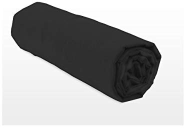 Home Linge Passion – Drap Housse 100% Coton – 57 Fils/cm² – Taille 90x190 cm – Noir – Bonnet 25 cm – Tissage serré – Doux, Respirant, Lavable