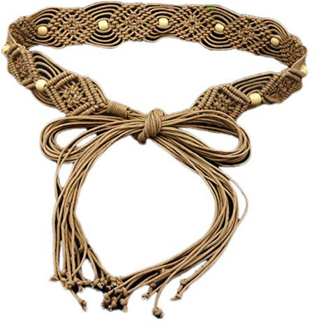 Angoter Les Femmes De Bohême Tressé Ceinture Style Cire De Corde Ceintures Tissé Baudrier Tassel Décoration
