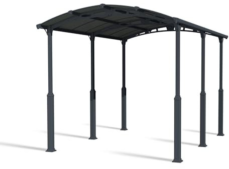 Palram Alpine 5000 Aluminium Carport, Wohnwagen Schutzdach, Extra Groß, Extra Hoch, Zum Abstellen von Booten, Campingbus und Wohnwagen, Spezialhöhe, Anthrazit, Grau