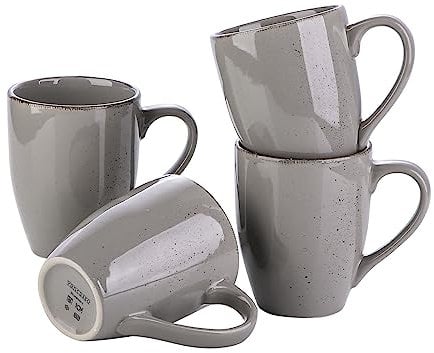 vancasso Kaffeebecher, Navia 4 teilig Tasse aus Steingut, Kaffeetasse 350ml, Vintage Aussehen