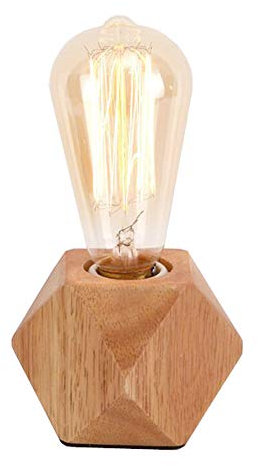 Mengjay Lampada da tavolo moderna E27 Lampada da scrivania in legno Lampada da comodino diamantata per la casa/camera da letto/soggiorno arredamento EU-Plug Base in legno