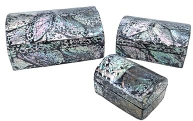 Set mit 3 Schmuckschatullen aus Perlmutt – Farbe Schwarz