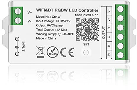 BTF-LIGHTING C04W RGBW RGB+Weißer 2,4 GHz WiFi LED Controller Mehrfarbige Gruppensteuerung Kompatibel mit Alexa Google Home APP Steuerung Arbeit mit WR01RF RC03RFB Fernbedienung
