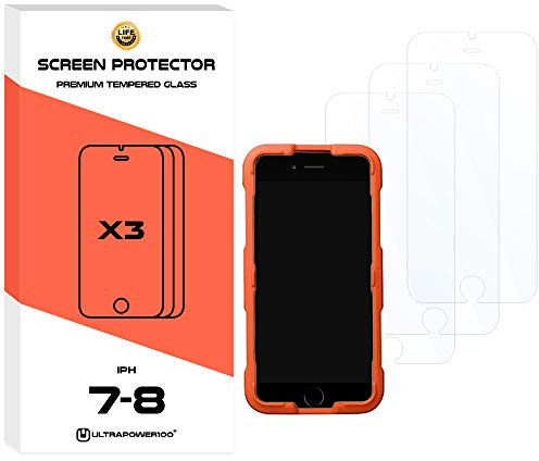 ultrapower100 Displayschutzfolie für iPhone 7/8 Premium Tempered Glass Film | 3 Pack | Anti-Shatter