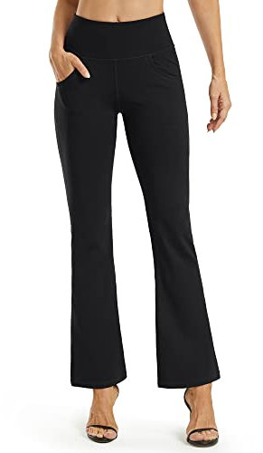 Promover Yoga Hose Damen mit Taschen Hohe Taille Bootcut Sporthose Strecken Activewear Hose Trainieren Bootleg Schlaghose Fitness Yogahose Flare Hose Aktive Freizeit Jazzpants