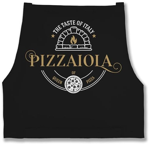 Shirtracer Schürze - Pizzaschürze - Damen - Pizzaiola Pizzabäckerin - 85x69 - Schwarz - kochschuerze pizza pizzaiolo pizzabäcker kochschürze für italien schuerze macher apron