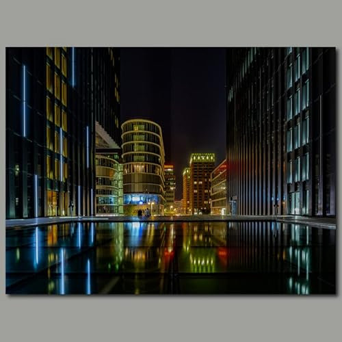 raxxa | Medienhafen Düsseldorf at night | Poster 100 x 75 cm / 30 x 4 in.