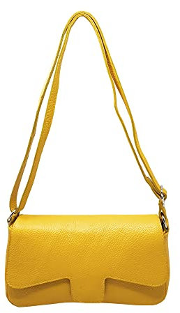 Tracollina Borsa Donna in Pelle Borsetta Italiana a Spalla (Giallo)