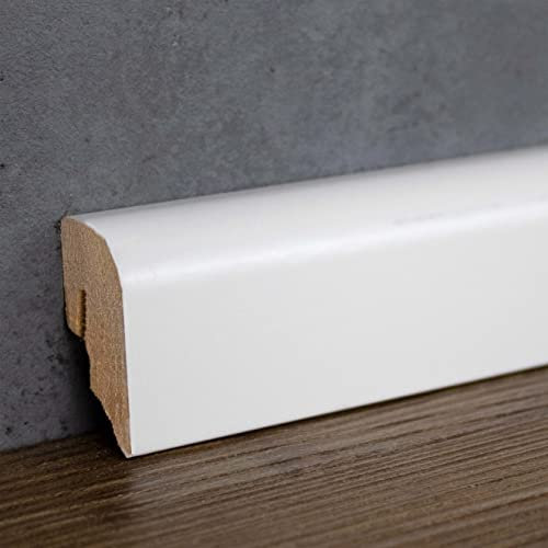 PROVISTON | Sockelleiste | Abgerundetes Profil | 20 x 40 x 2400 mm | MDF foliert | Weiß | Moderne Fußleiste | 2.4 Meter