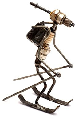 Brillibrum Design Metallmännchen Skifahrer | Handmade | Variante: Skifahrer | Upcycling Zündkerzenfigur | 14x6x11 cm