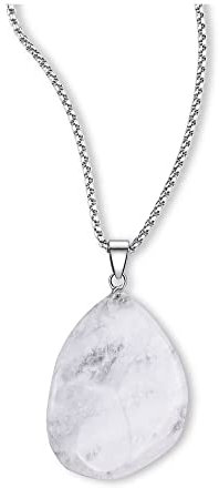 GAVU Collar Unisex con Cadena de Acero Inoxidable y Colgante Ola de Cristal Claro de Roca 55cm